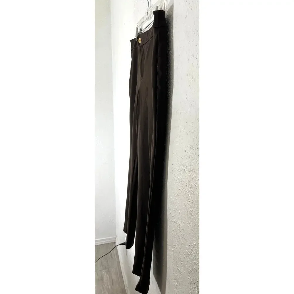 Michael Kors Pants Womens Sz 14 Brown Stretch Ponte Knit Skinny Ankle Logo